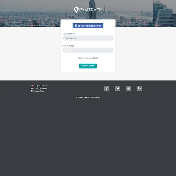 Pyxitrack : Connexion